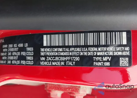 2017 Jeep Renegade Trailhawk 4X4 z USA, uszkodzony, nr VIN ZACCJBCB9HPF17290